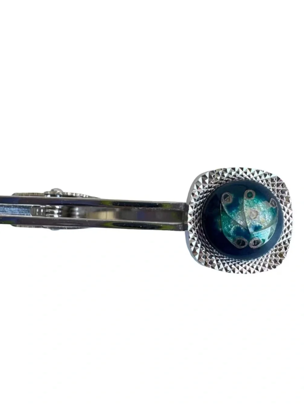 Vintage Japanese Cloisonne Cufflinks Tie Clip Set Blue Green Enamel Formal Groom